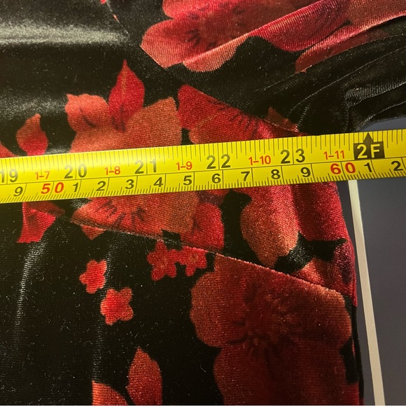 Sag Harbor Floral Velvet Button-Up Shirt Shiny Vintage Retro Party XL - Picture 10 of 16